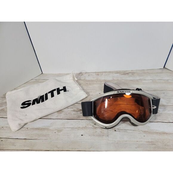 Smith Snow Ski Snowboarding Goggles Gray Frame with‎ Orange Lens Felt Bag - Picture 1 of 10